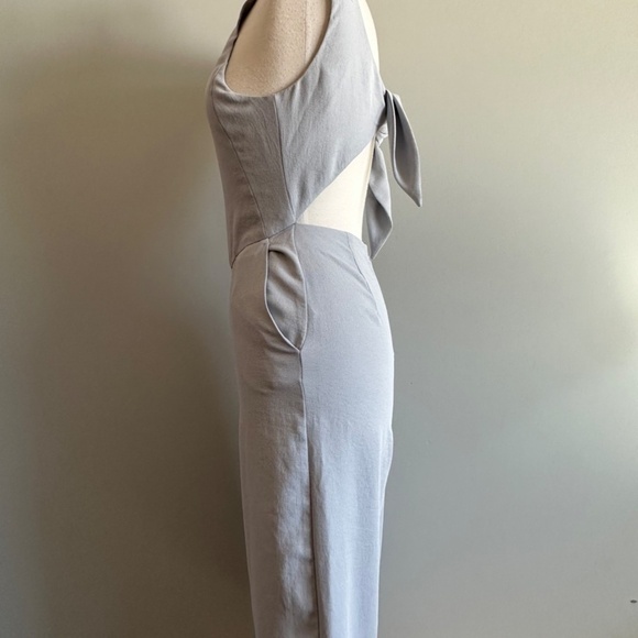 Aritzia Wilfred Ecoulement Cropped Wide Leg Open Tie Back Blue / Gray Jumpsuit 2 - Picture 8 of 12